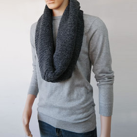 DELUXSEY Mens Long Chunky Infinity Scarf Circle Loop Scarf Winter Scarf for Men